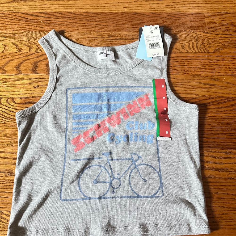 Schwinn Gray Crop Top with Bicycle Graphic